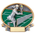 Tennis, Female 3D Oval Resin Awards - Small - 7" x 5-1/2" Tall